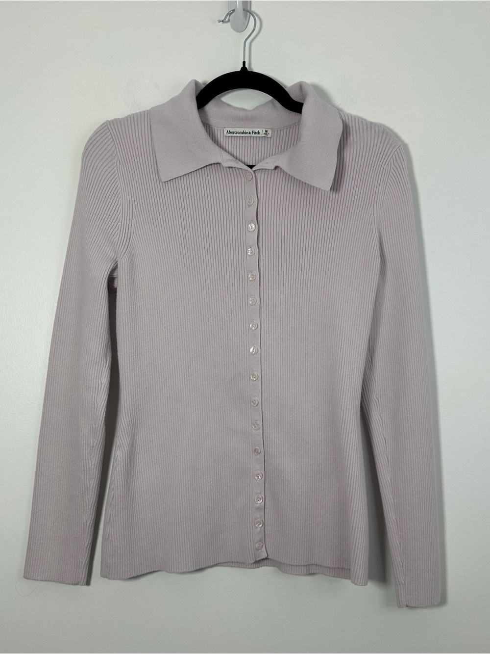 Abercrombie Women’s Medium Button Front Collared Cardigan Lavender